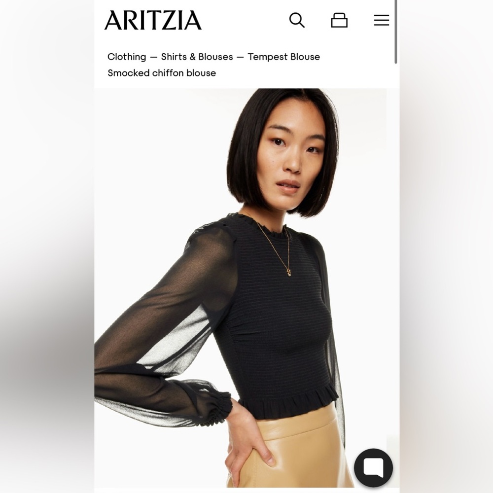 Aritzia Tempest Blouse - Black XS